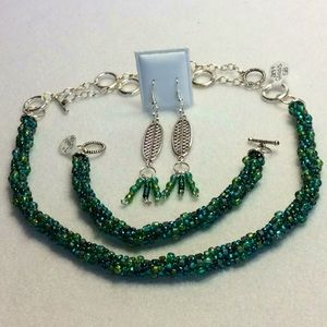 FINAL SALE PRICE Lia Rosa Green/Blue Handmade Jewelry Set